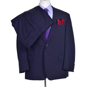 Brooks Brothers Striped Men 2pc Blue Suit Jacket Size 46-R Flat Front Pant 40x28